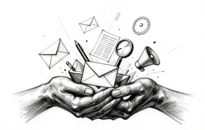 A small marketing team working together with laptops and notes