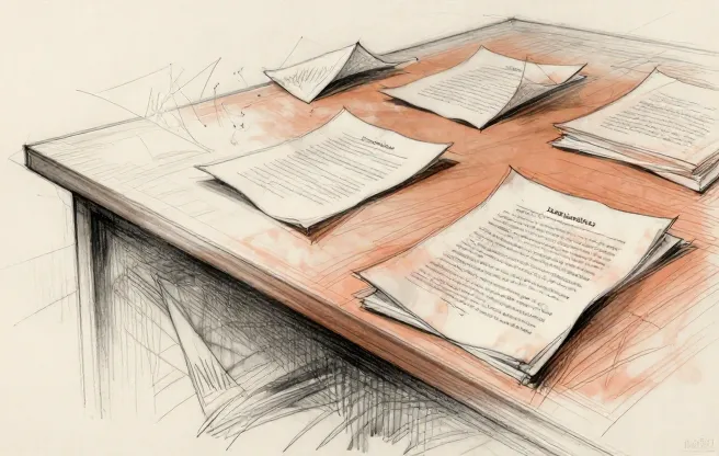 A notebook with fading handwriting next to a computer screen showing a chat interface
